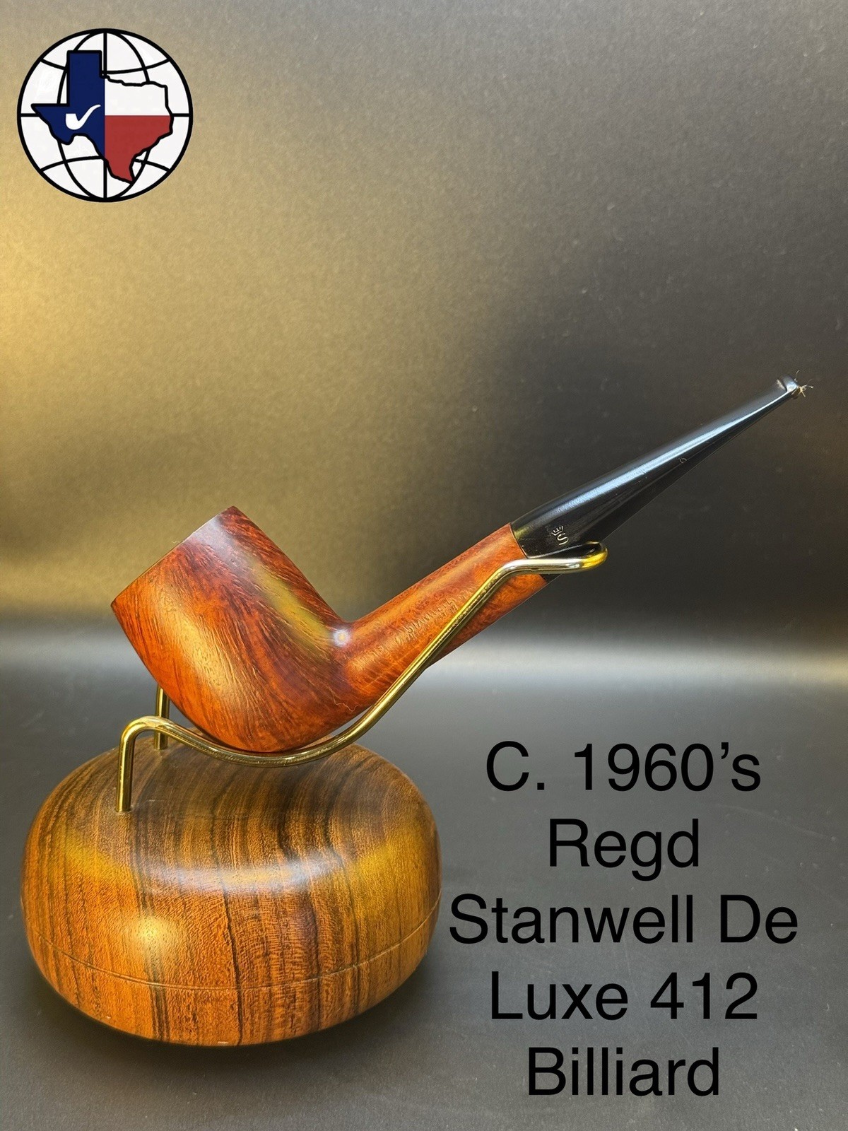 Vintage C. 1960s Regd Stanwell De Luxe 412 Billiard Tobacco Pipe
