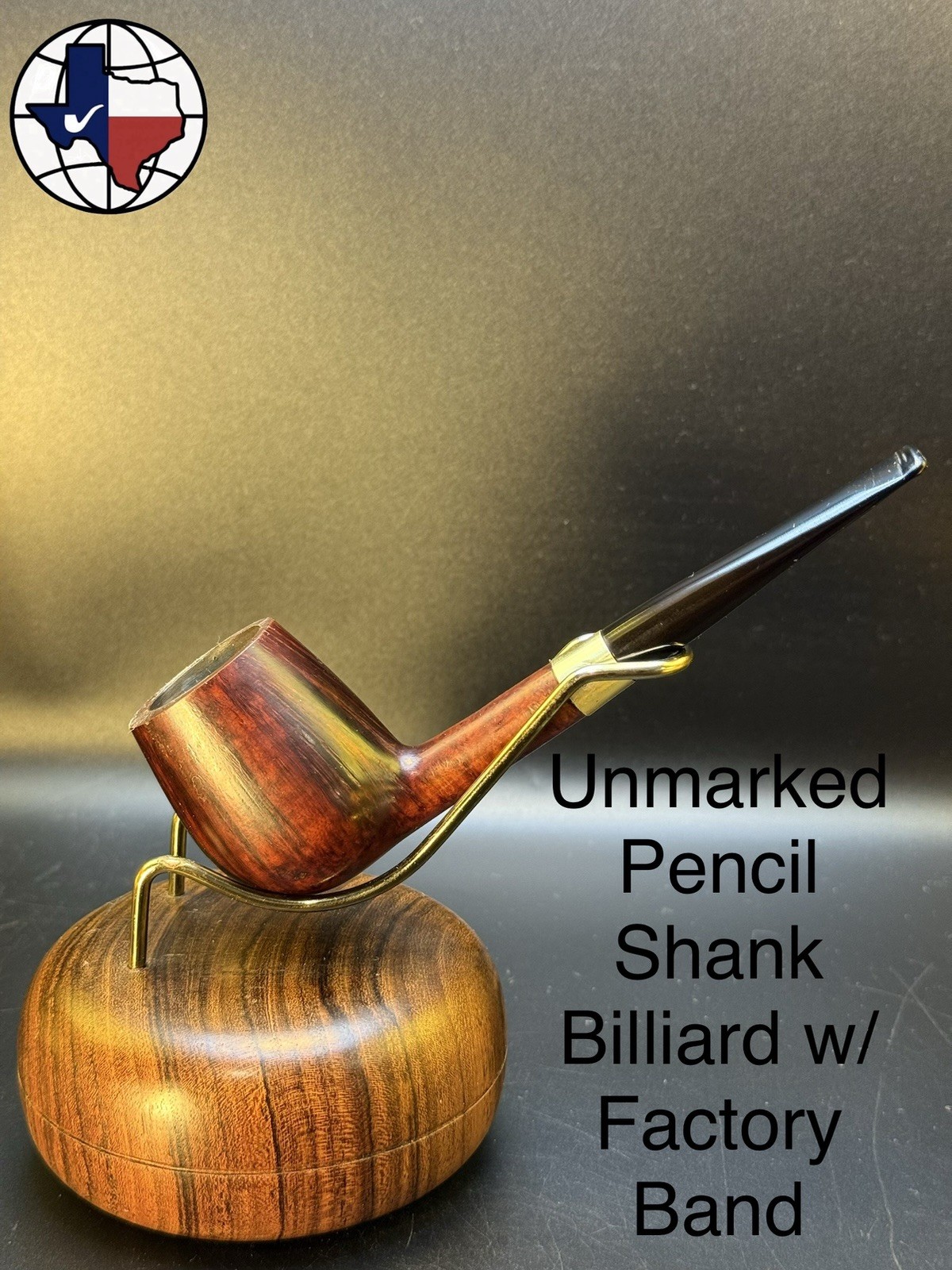 Unmarked Pencil Shank Billiard W/Factory Band Tobacco Pipe