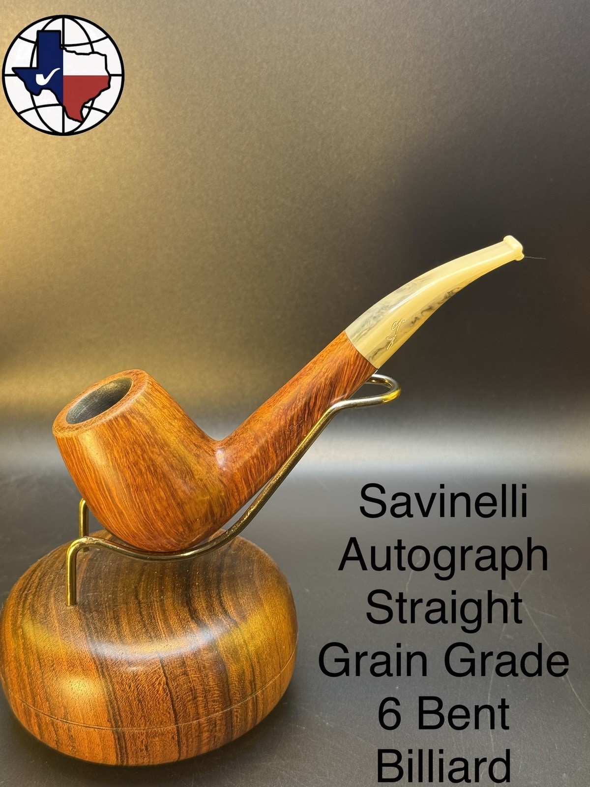 Vintage Savinelli Autograph Straight Grain Grade 6 Bent Billiard Tobacco Pipe