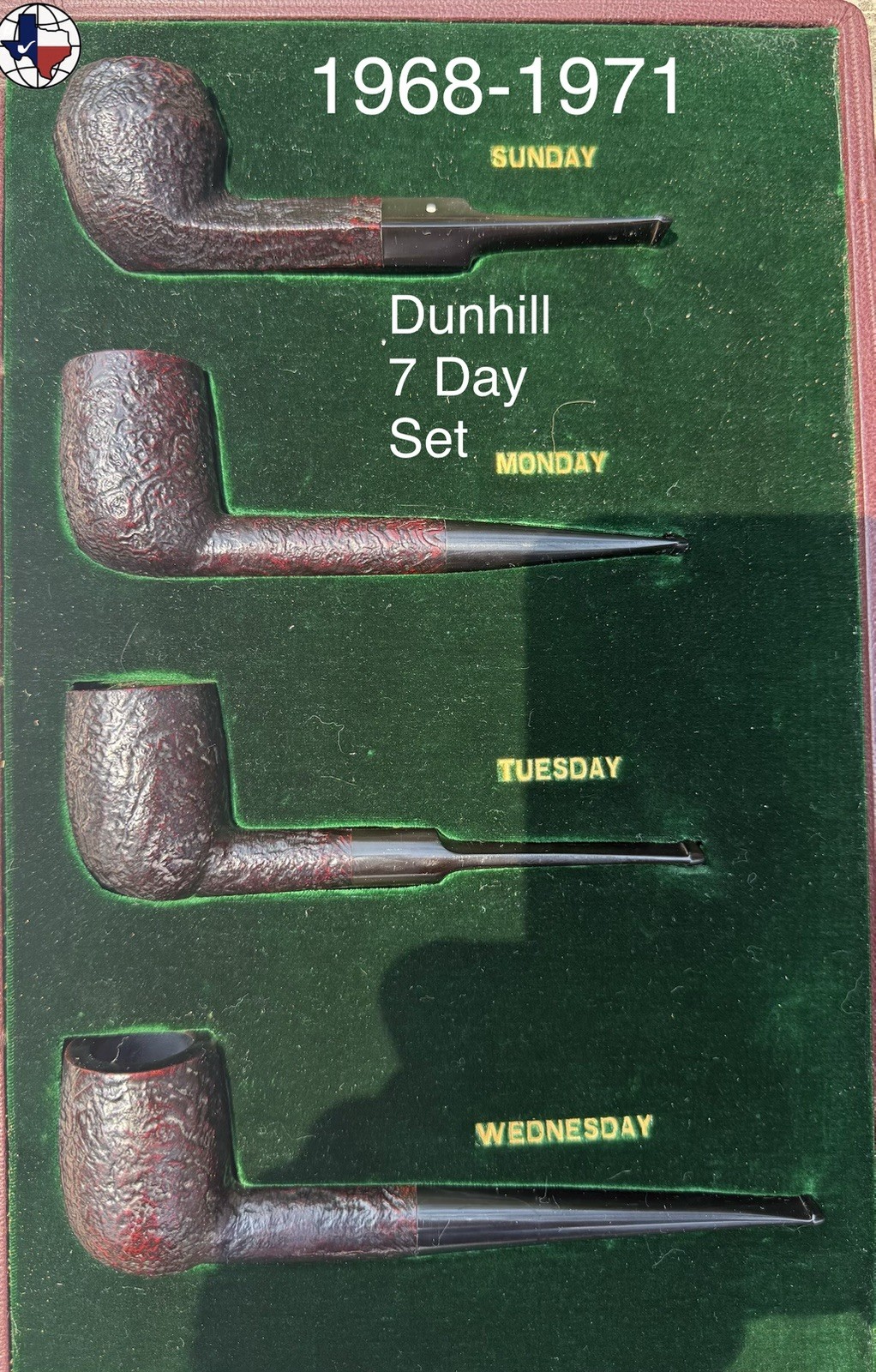 Vintage 1968-1971 Dunhill 7 Day Set Tobacco Pipes