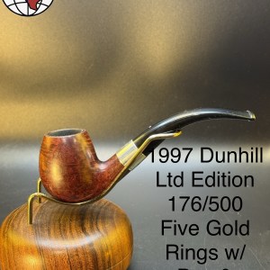 1997 Dunhill Christmas  Ltd Edition 176/500 Five Gold Rings W/Box & Tamper Pipe