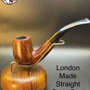 London Made Straight Grain Bent Billiard Tobacco Pipe