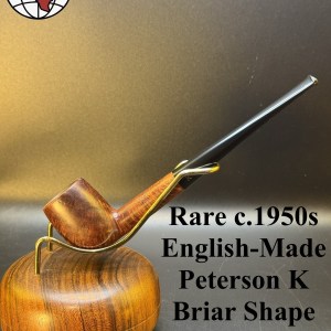 RARE C. 1950s English-Made Peterson K Briar Shape 15 Long Billiard Tobacco Pipe